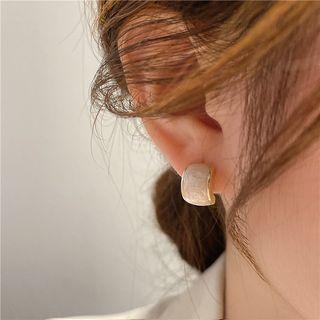 Glaze Alloy Earring Eh1400 - 1 Pair - Gold & White - One Size