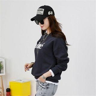 Layered-trim Lettering Sweatshirt