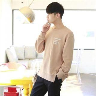 Printed Slit-hem Sweatshirt