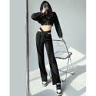 Cross Strap-waist Wide-leg Sweatpants