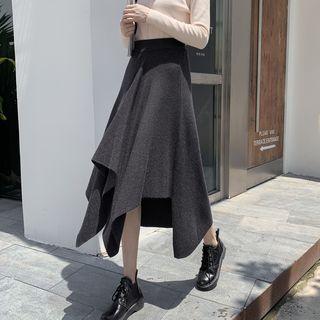 Asymmetric Hem Knit Skirt