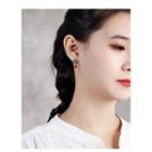 925 Sterling Silver Flower Bead Dangle Earring 1 Pair - Earrings - Bead - Tangerine Red - One Size