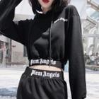 Set: Cropped Lettering Hoodie + Lettering Mini Skirt