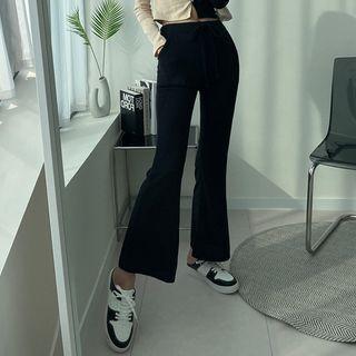 Drawstring Patch-pocket Flared Pants