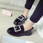 Rhinestone Buckle Patent Loafers