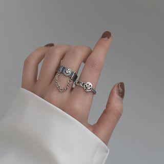 Smiley Sterling Silver Open Ring (various Designs)