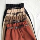 Plain Elastic-waist Slim-fit Skirt