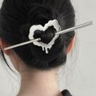Heart Hair Stick 2482a - Hair Stick - Love Heart - Silver - One Size