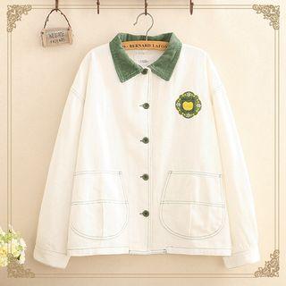 Embroidered Corduroy Collar Jacket