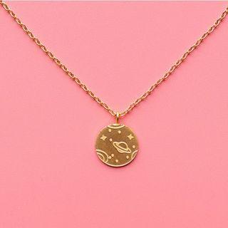 Space Coin Pendant Necklace Gold - One Size