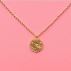 Space Coin Pendant Necklace Gold - One Size