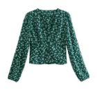 Long-sleeve V-neck Floral Blouse