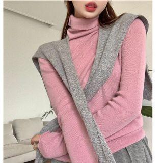 Turtleneck Knit Top / Shawl