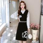 Mock Two-piece Long-sleeve Panel Knit Dress