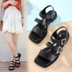 Square-toe Buckled Sandals