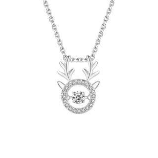 925 Sterling Silver Cz Deer Necklace