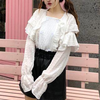 Frilled Trim Bell Sleeve Top