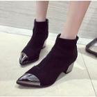 Chunky-heel Cap Toe Ankle Boots