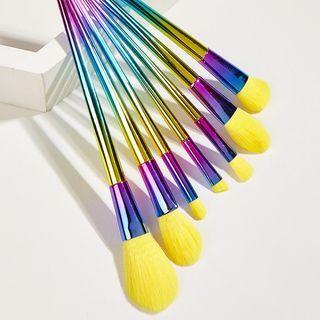 Set Of 7: Gradient Print Makeup Brush 7 Pcs - Pink & Yellow - One Size