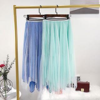 Midi Mesh Skirt Green - S