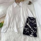 Crinkled Shirt / Print Mini A-line Skirt