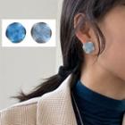Asymmetrical Stud Earring 1 Pair - Silver Stud - Blue - One Size