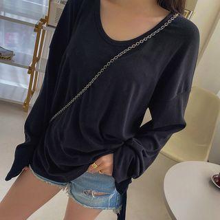 Slit-side Napped Boxy T-shirt