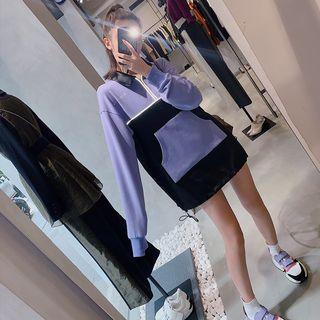 Polo-neck Half-zip Two-tone Pullover