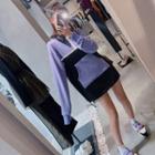 Polo-neck Half-zip Two-tone Pullover