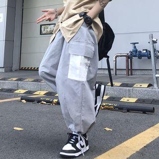 Color Block Cargo Wide-leg Pants