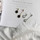 Non-matching Marble Disc Dangle Earring