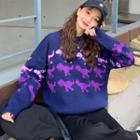 Dinosaur Sweater Purple - One Size
