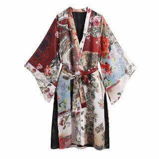 Print Kimino Jacket / Wide-leg Pants