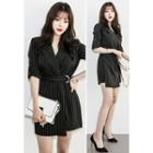 Collared Stripe Playsuit With Belt