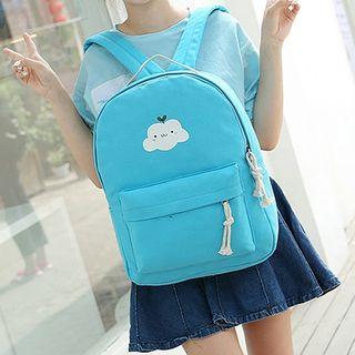Set: Printed Canvas Backpack + Printed Pouch