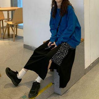 Plain Sweatshirt / Spaghetti Strap Irregular Midi A-line Dress