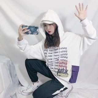 Long Sleeve Printed Pullover With Hood