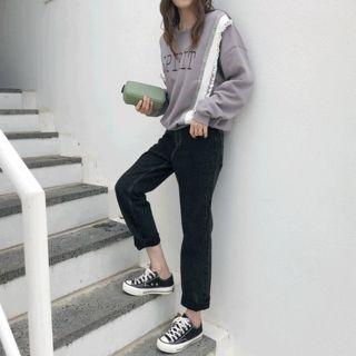 Frill-trim Letter Print Pullover