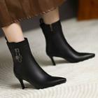 High Heel Faux Leather Short Boots