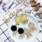 Fabric Disc Shell Fringed Earring