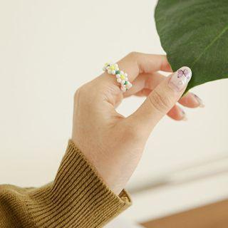 Colored Flower-beaded Ring