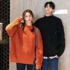 Couple Matching Mock Neck Cable-knit Sweater