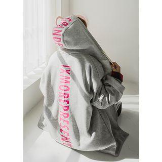 Brushed Fleece Lined Letter Print Hoodie