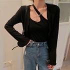 Set: One-shoulder Tank Top + Cardigan