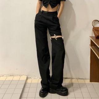 High Waist Cutout Straight Leg Pants