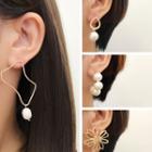 Irregular Pearl Alloy Disc Dangle Earring (various Designs)
