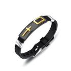 Fashion Classic Golden Cross Plated Black Rectangular 316l Stainless Steel Silicone Bracelet Black - One Size