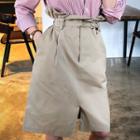 Belted Paperbag-waist H-line Skirt