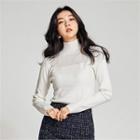 Square-yoke Mock-neck Sweater