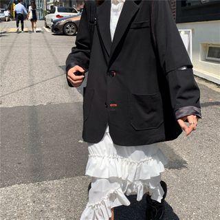 Single-breasted Blazer / Midi A-line Tiered Skirt
